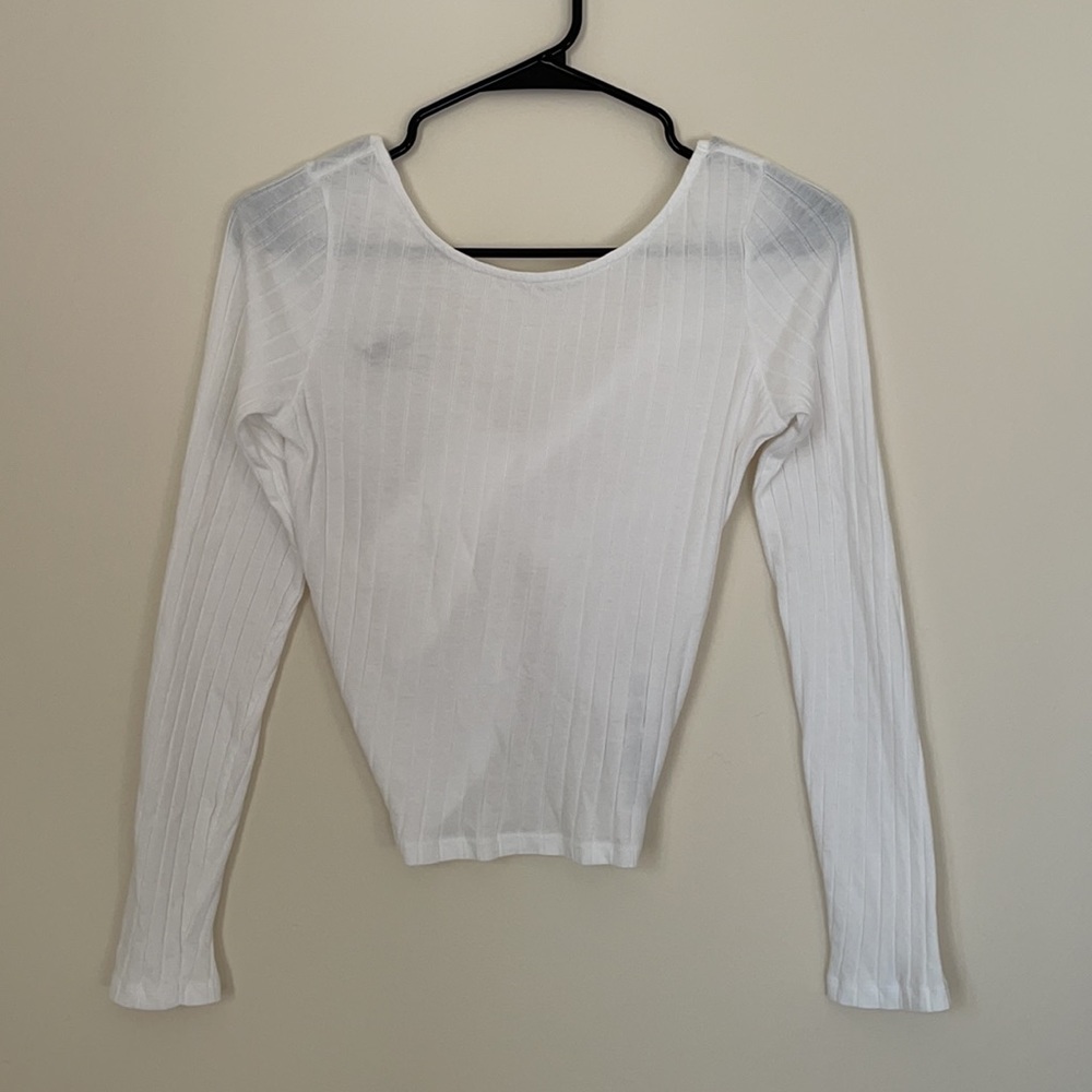 ASOS White Twist Back Long Sleeve Crop Top